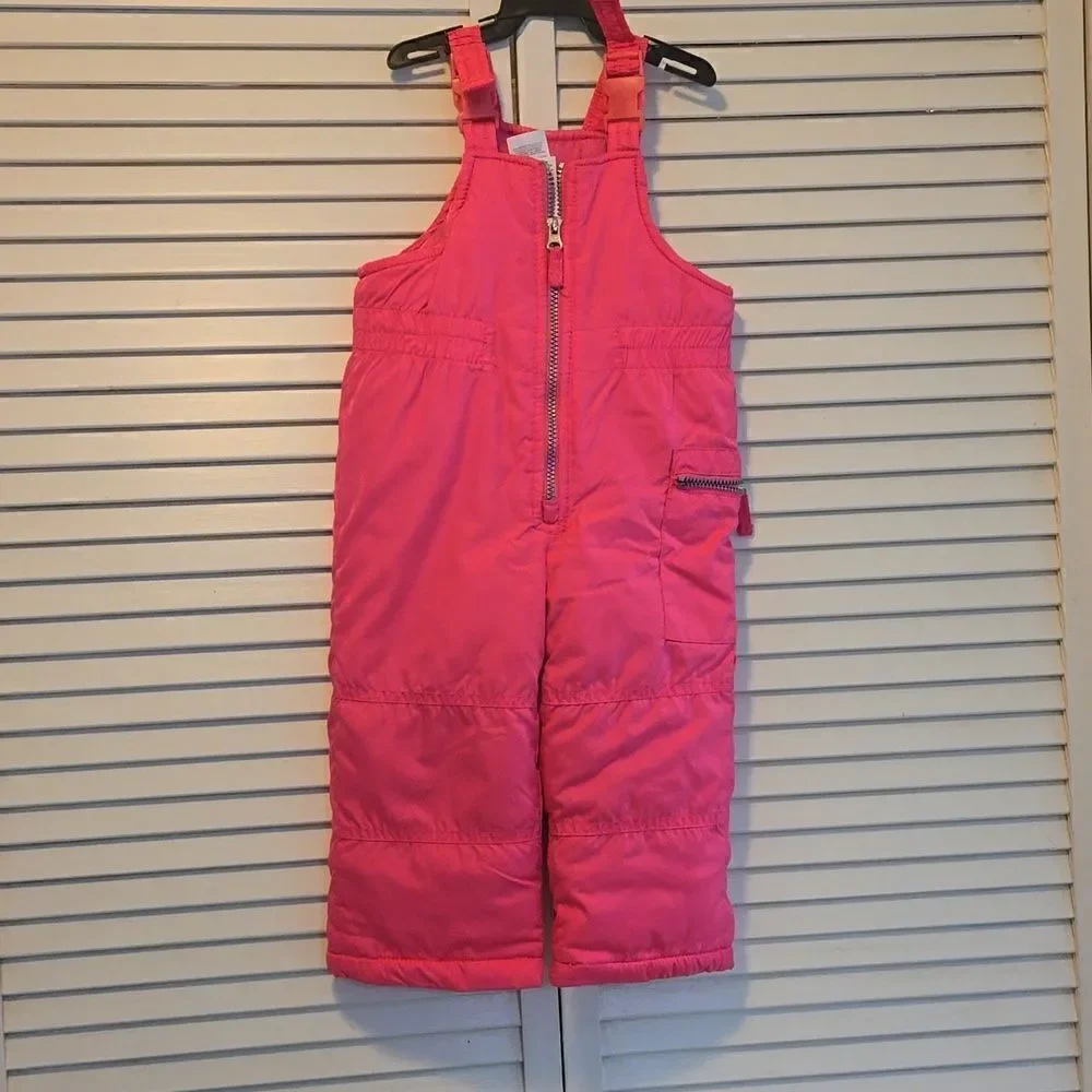 OSHKOSH B'GOSH OKBG PINK SKI BIBS SNOW PANTS, SIZE 24 MONTHS